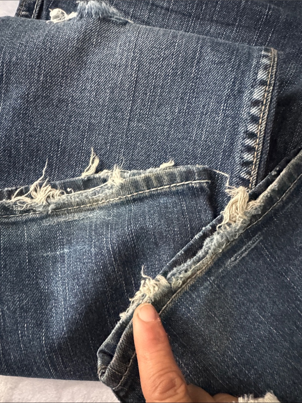 Women’s Distressed Dark Blue Denim Jeans - Picture 3 of 6